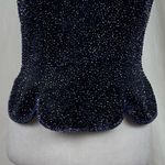 Oleg Cassini Black Tie Navy Beaded Whimsical Formal Evening Top Vintage Size 8 Photo 3