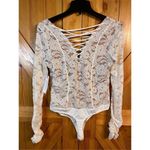 Bisou Bisou  January Ivory bodysuit blouse size medium nwt (1869) Photo 2