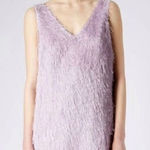 Topshop  Lilac Fringe Deep‎ Plunging V-Back Mini Slip Dress Size 2 Photo 0