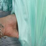 Vintage Texsheen Peignoir Nightgown Set Teal Blue Size M Shiny Long Floral 60/70 Size M Photo 9