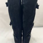 Alfani  VERMONT SUEDE LEATHER‎ SHEARLING TRIPLE BUCKLE RIDING BOOT WOMEN 7 BLACK Photo 3