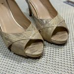 Kate Spade New York Billie Peep Toe Heels Gold Snakeskin Leather Pumps Size 7 Photo 1
