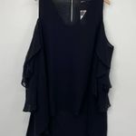 City Chic Chiffon Ruffled High Low Tunic Blouse Cold Shoulder Cascading NEW L Photo 2