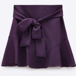 ZARA belted A-line skirt shorts purple plum skorts women’s Size Medium Photo 3