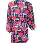 Flora Nikrooz Flora by sheer robe with tie floral black pink Large/X-Large Photo 3