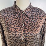 Vintage Y2K Lord & Taylor Silk Brown Leopard Printed Shirt Top Size 14W Photo 4