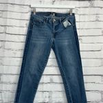 Boom Boom Jeans Mid Rise Skinny Ankle Women’s 11 Blue Embroidered Hem Distressed Photo 5