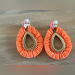 J.Crew  Women's pink orange Raffia Teardrop Tassel Statement Earrings Photo 4