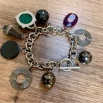 Chunky Vintage Costume Jewelry Silver Plate Lucite Faux Jade Charm NICE Photo 4