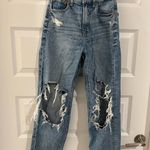 American Eagle SHORT Strigid Highest Rise Baggy Straight Jeans Blue 000 … Photo 0