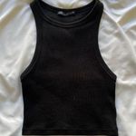 ZARA  Women’s Black Ribbed Minimalist Tank Top Small Photo 0