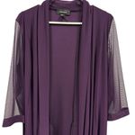 R & M Richards Eggplant Purple Open Front 3 Quarter Sleeve Mesh Duster Jacket 12 Photo 1