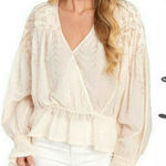 Free People  counting stars gold peasant blouse boho size large‎ Photo 0