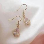 Women's Crystal Teardrop Dangle Drop Earrings Gold Photo 0
