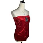 Wet Seal Red Crushed Velvet Strapless Tube Top Beaded Detail Y2K Party Clubwear Photo 1