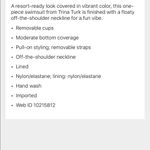 Trina Turk  Swimsuit NWT Off Shoulder Floral One Piece Ruffled Womens Size 4 $162 Photo 3