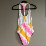 Aerie NWT  Orange and Pink Tie Dye One Piece Bathing Suit Large Racerback Photo 2