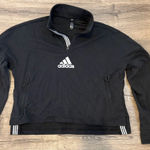 Adidas  Women's Black 3-Stripes Cropped‎ Quarter-Zip Sweatshirt Size Large Photo 0