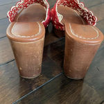 Indigo rd. Open Toe Chunky Platform Clog Heel Red Scalloped Size Women’s size 8 Photo 4