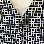 Alya  Women’s Blue White Geometric Lace 3 Quarter Sleeve Mini Dress Formal Event Photo 10