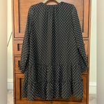 Loft EUC Ann Taylor Black Polka Dot Dress With Ruffle Hem, Size Medium Photo 1