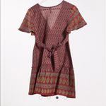 Raga Avah Floral Faux Boho Wrap Mini Dress color Wine size LARGE BRAND New Photo 5