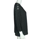 Onque Casual Shirt Womens Size L Black Gray Textured Striped 3/4 Sleeve Buttons Size L Photo 1