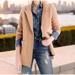 J.Crew  Merino Wool Blend Sweater Blazer Open Front Camel Brown Preppy size Small Photo 2