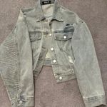 Rhinestone Fringe Denim Jacket Blue Photo 0