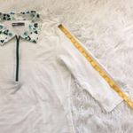 Lija 3/4 sleeves block polo leopard white tops SIze Small Green Photo 7