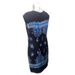 CeCe  Black Blue Drop Sleeve Round Neck Floral Bandana Mini Shift Dress Size 6 Photo 1