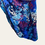 Yumi Kim Blue Silk Abstract Print V-Neck Faux Wrap Cocktail Dress Size Small Photo 4