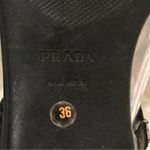 Prada  Sport T Strap Sandals Leather Floral Kitten Heels Black Size 6 Vintage Y2K Photo 8