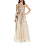 Eliza J Women's Sequined Ball Gown Gold Size 8 Sleeveless Long Formal Dress Photo 9