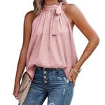 BTFBM Halter Top Sleeveless Blouse Tie Neck Casual Tank Pink Animal Print L Chic Size L Photo 0