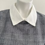 Dorothy CAREER Gray Checkered Women's Blouse top LARGE PETER PAN NECKLACE NWOT White Photo 5