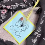 CeCe  Women's NWT Trendy Black Floral Print Ruffle Sleeve Blouse Large Photo 5