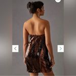 Anthropologie Strapless Sequin Mini Dress in Rose Gold, Black, & Rust Streak I 4 Photo 5