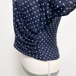 Emanuel Ungaro Vintage Silk Blue Ivory Polka Dot Crepe Wrap Short Sleeve Blouse Size undefined Photo 4