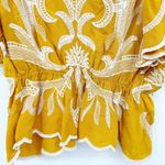 Solitaire Womens Boho Floral Embroidered Peasant Blouse Top Size L Yellow Photo 4