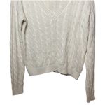 Brandy Melville Cream Cable Knit V-Neck Sweater Soft Cozy Classic Knitwear Baisc Photo 4
