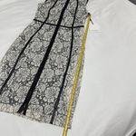 Calvin Klein  Women's White / Black Floral Lace Faux Leather Sheath Dress Sz 2 Photo 6