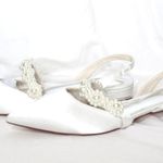 JJ's House Women's Satin Point Toe Pearl Flat Heel Shoes Size 10.5 NWOB Photo 2