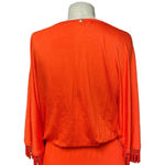 Trina Turk Bird of Paradise Dress Fringe Sleeve Tiger Lily Orange Size XS Photo 9