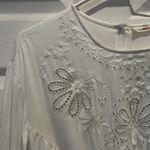 Hummingbird Boho Lace Bell Sleeve Button Back Tie Hem Top Large White Beachy Photo 1