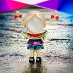 Cartoon Eating Watermelon Little Girl Enamel Brooch,‎ For Backpack Clothes Hats Gold Photo 1