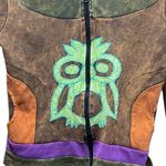 Kathmandu Imports Owl Patchwork Hoodie Size Small Brown Photo 2
