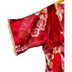 Vintage Halo Kimono Cardigan Satin Floral Red Medium Lace Trim Y2K Made in USA Photo 1