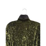 Olive Green Velvet Button Down Shirt Collared Textured Edgy Fall Statement‎ M Size M Photo 3
