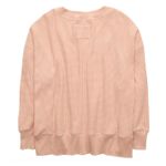 American Eagle AE  AE Big Hug V-Neck Waffle Sweater/Sweatshirt Pink Oversized XS Photo 4